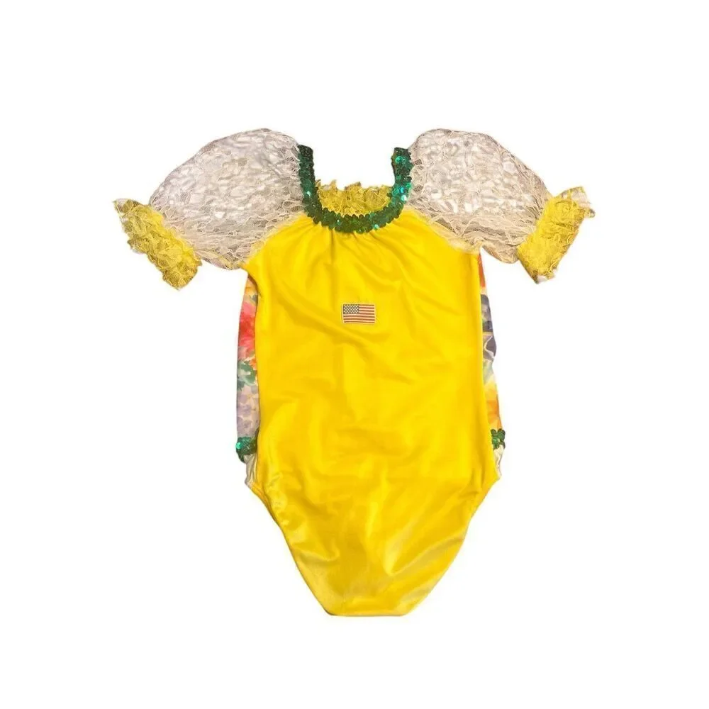 Dansco dance recital jazz tap gymnastics floral lace leotard child’s medium